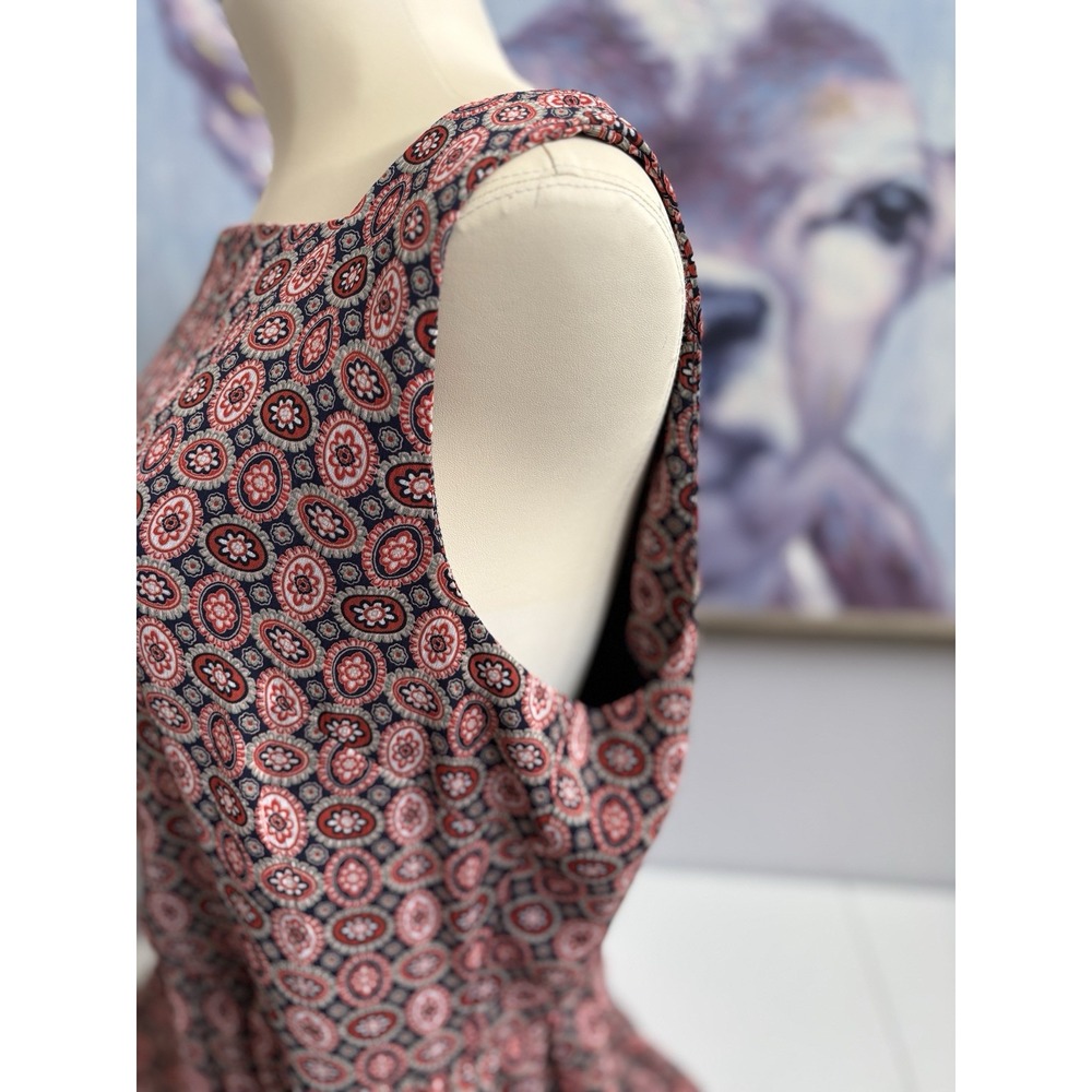 Sami + Dani Women's Large Orange Blue‎ Boho Chiffon Square Neck Sleeveless Dress - Picture 4 of 16